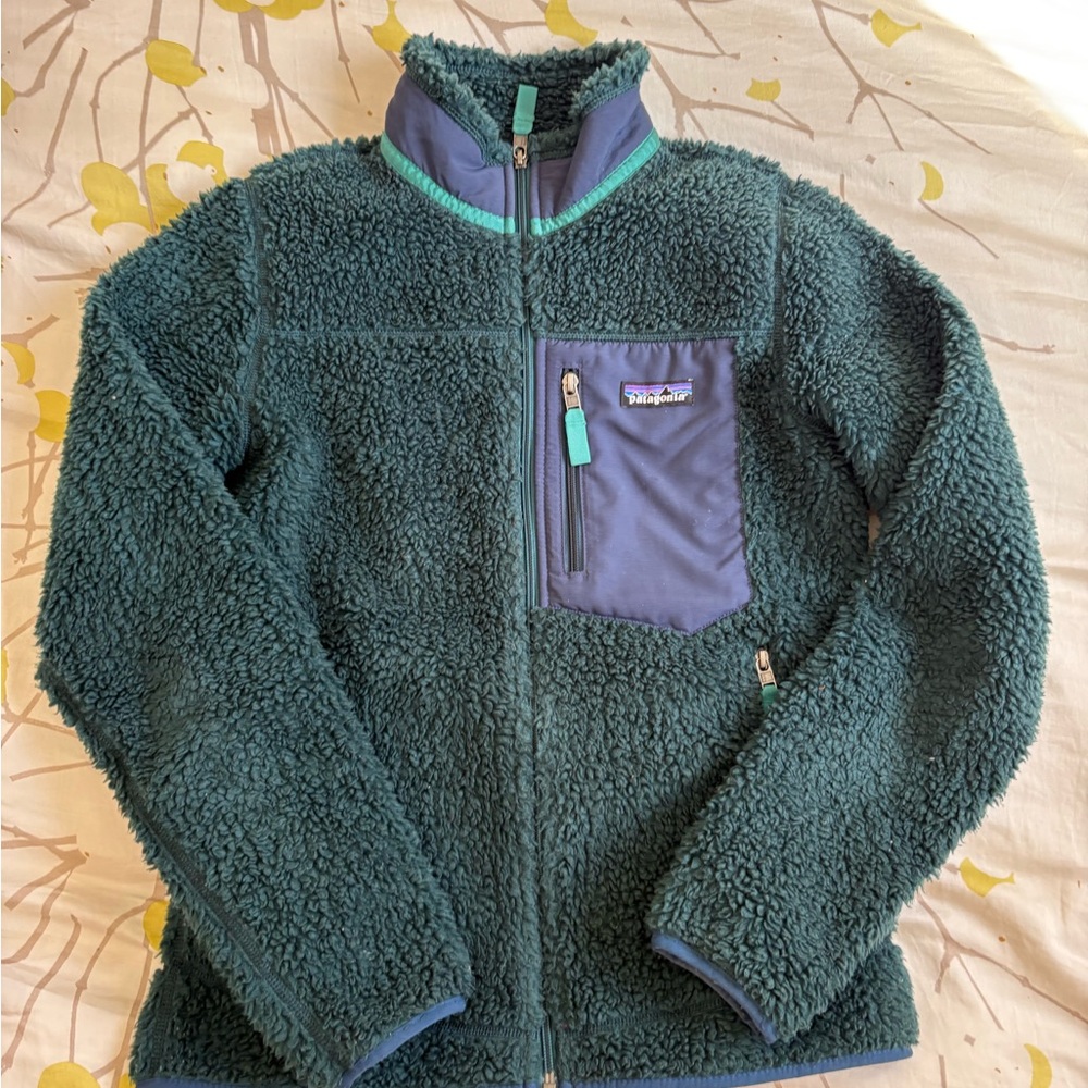 Patagonia Fuzzy Retro X Fleece Jacket in dark borealis green